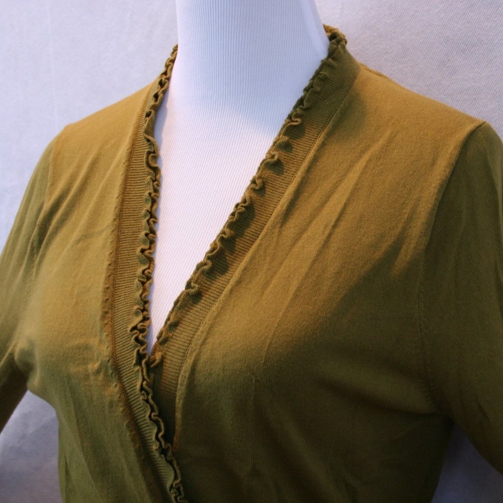Lands End Belt Closure Stretch Gold Sweater Size M 10 - 12 EUC
